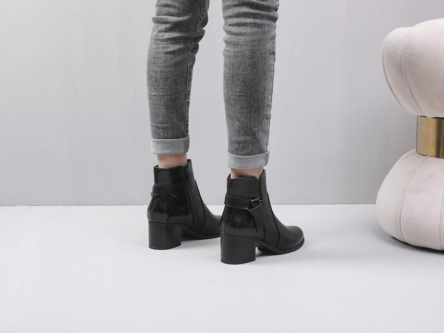 Bottines bi-matière à boucle - Noir - 5