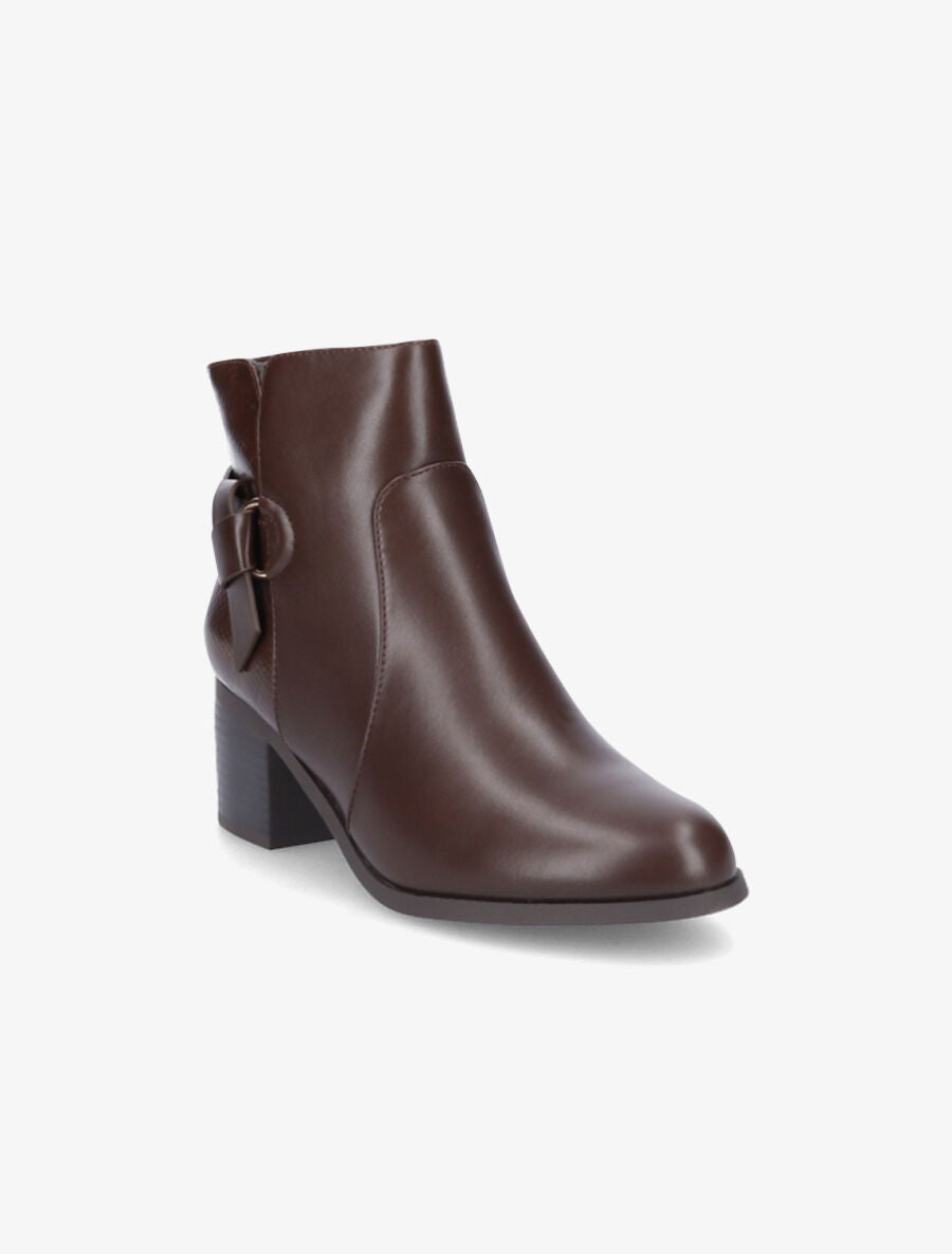 Bottines bi-matière à boucle - Marron - 2