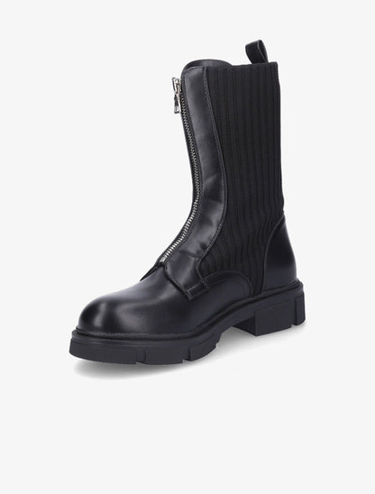 Boots zippées bi-matière - Noir - 3
