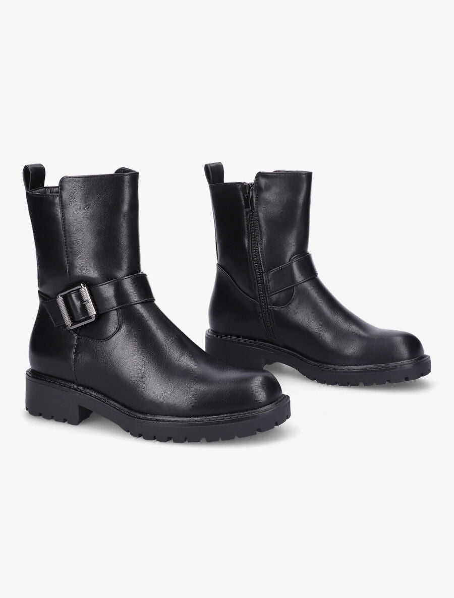 Boots style motard en simili - Noir - 4
