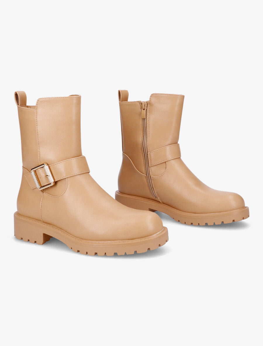 Boots style motard en simili - Camel - 4