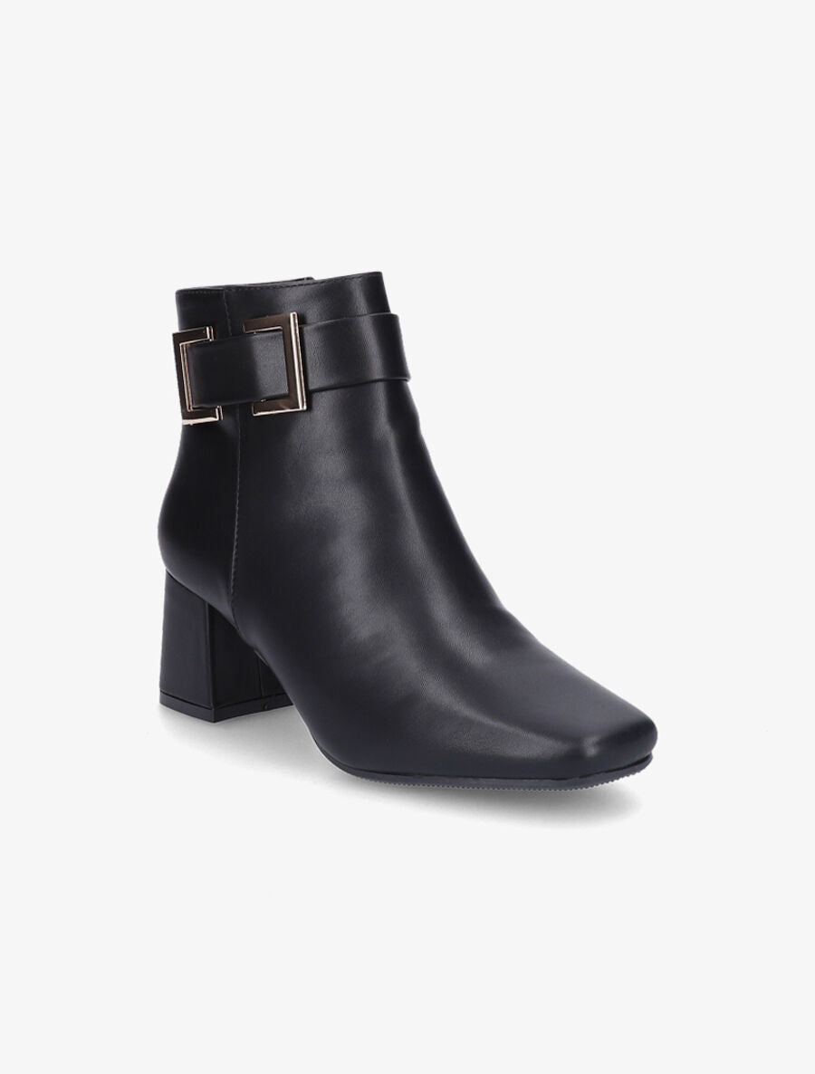 Bottines à boucle et bout carré - Noir - 2
