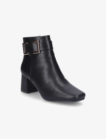 Bottines à boucle et bout carré - Noir - 2