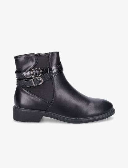 Bottines élastiquées à sangles effet croco - Noir - 5
