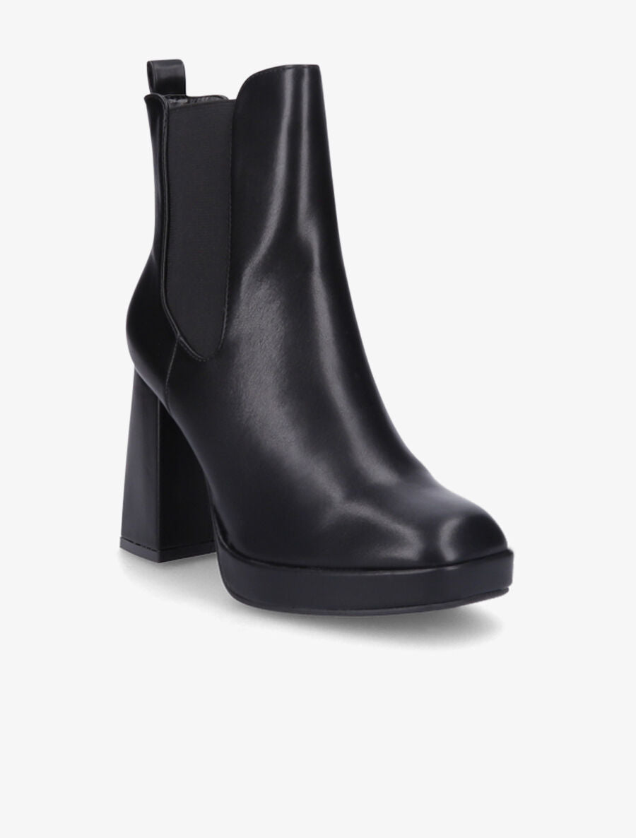 Bottines à talon et bout carré - Noir - 2