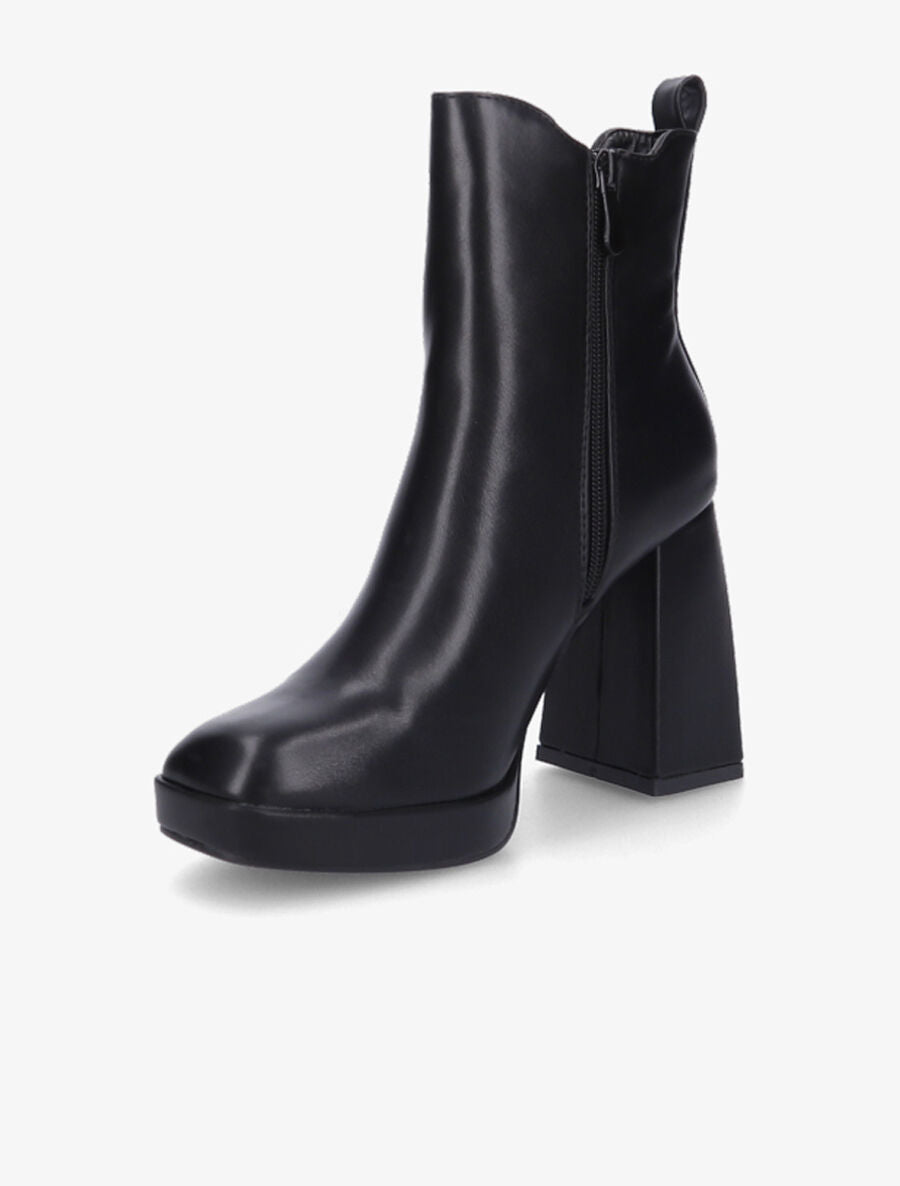 Bottines à talon et bout carré - Noir - 3