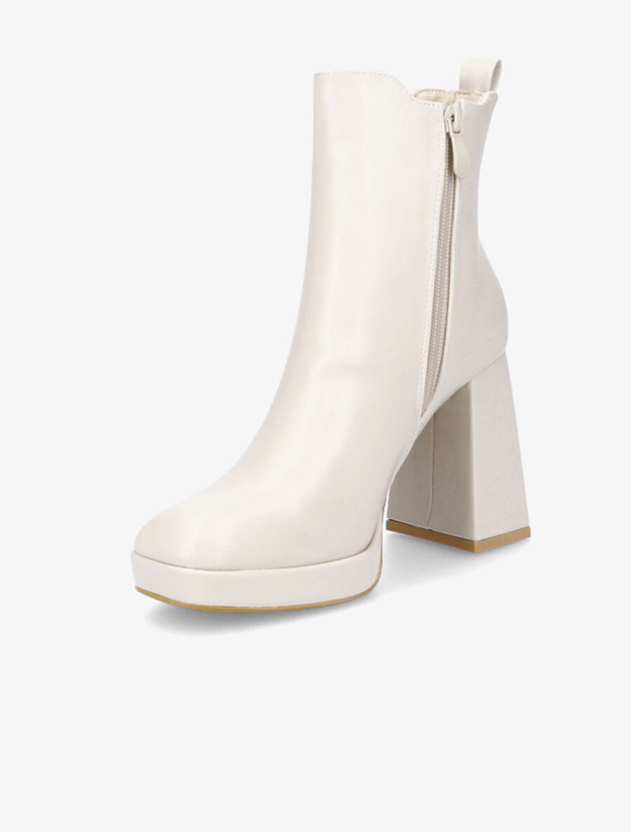 Bottines à talon et bout carré - Beige - 3