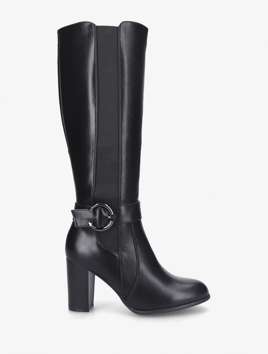 Bottes à talon et boucle stylisée - Noir - 1