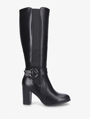 Bottes à talon et boucle stylisée - Noir - 1