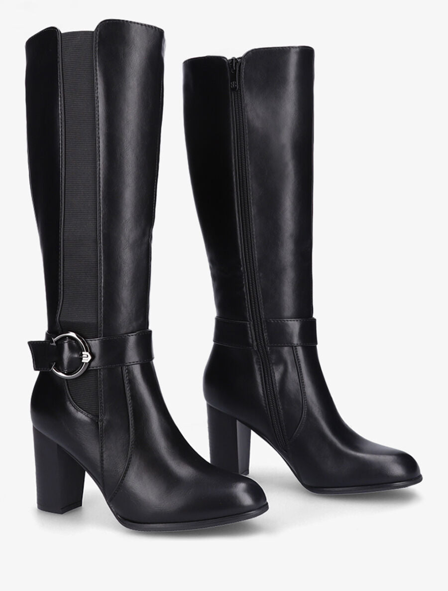 Bottes à talon et boucle stylisée - Noir - 4