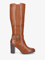 Bottes à talon et boucle stylisée - Camel - 5