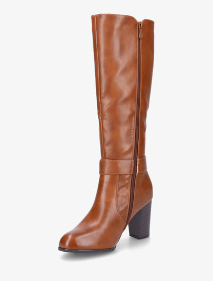 Bottes à talon et boucle stylisée - Camel - 3