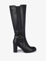 Bottes à talon haut et sangles - Noir - 1