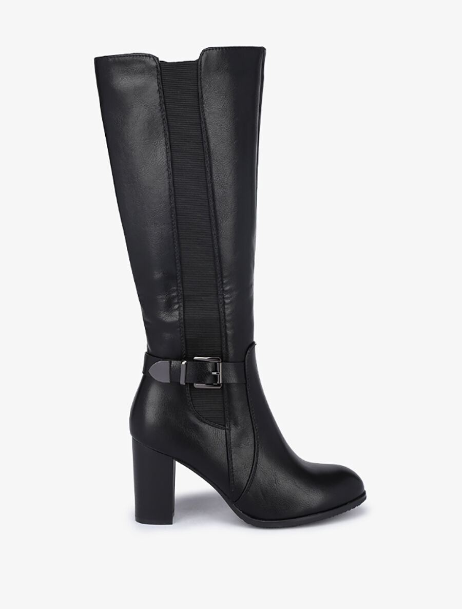 Bottes à talon haut et sangles - Noir - 1