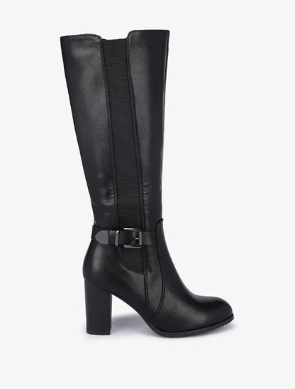 Bottes à talon haut et sangles - Noir - 1