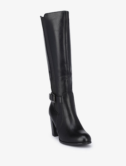 Bottes à talon haut et sangles - Noir - 2