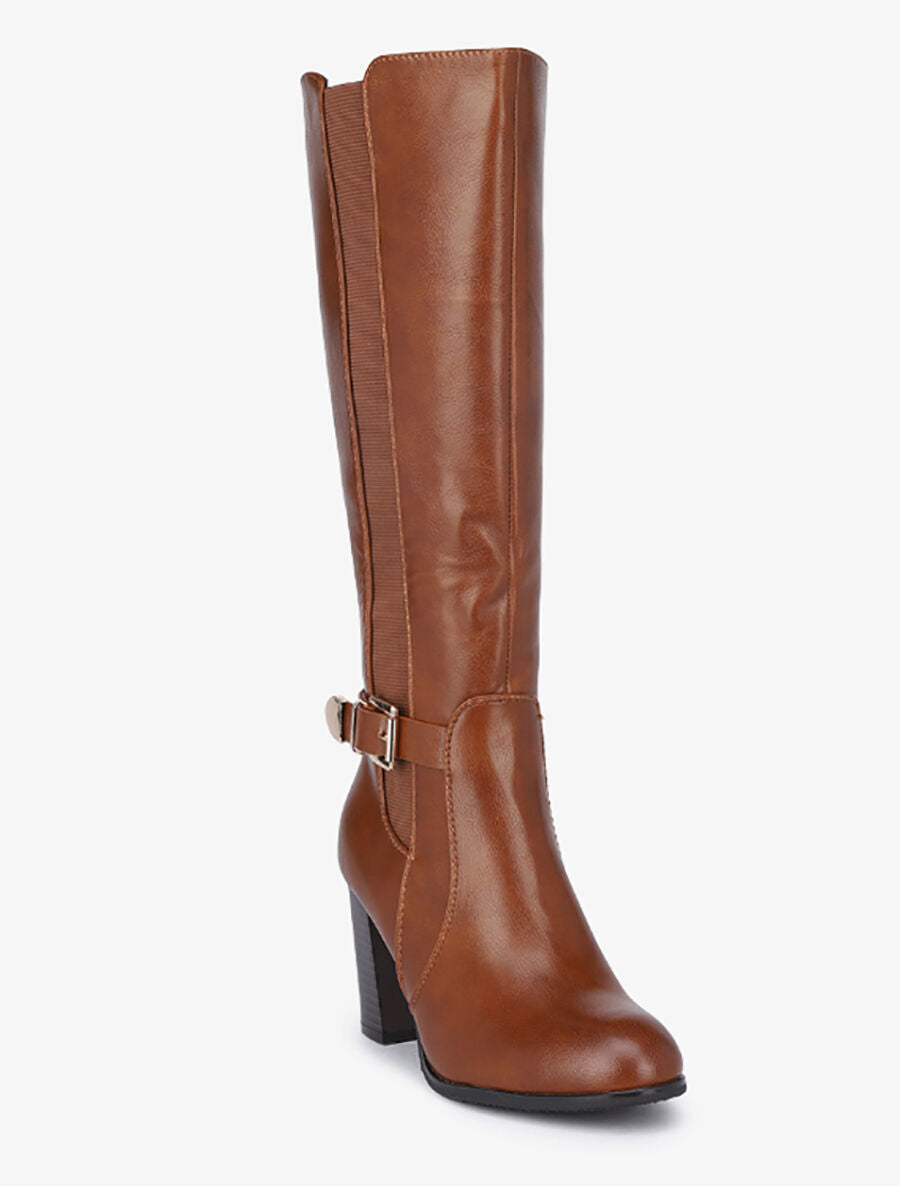 Bottes à talon haut et sangles - Camel - 2