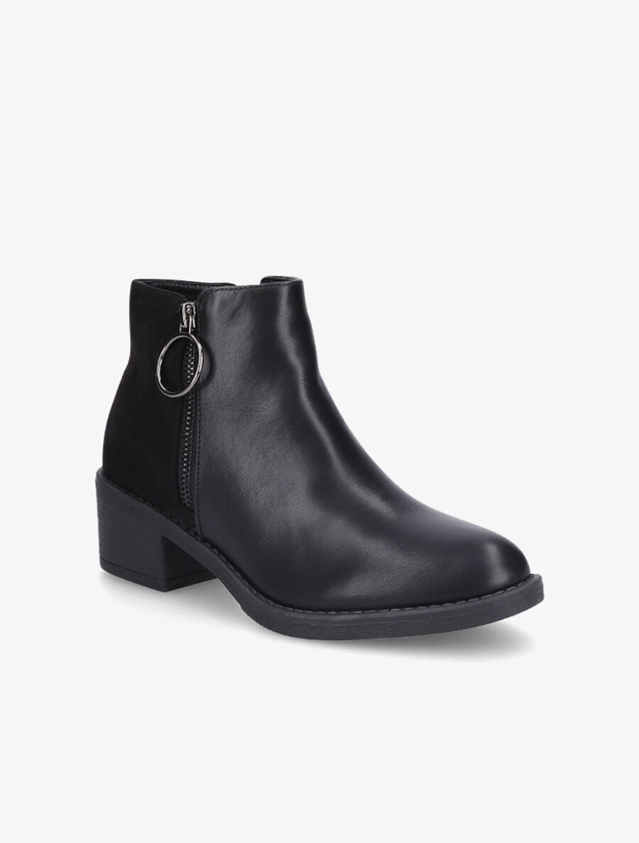 Bottines bimatière à double zips stylisés - Noir - 3