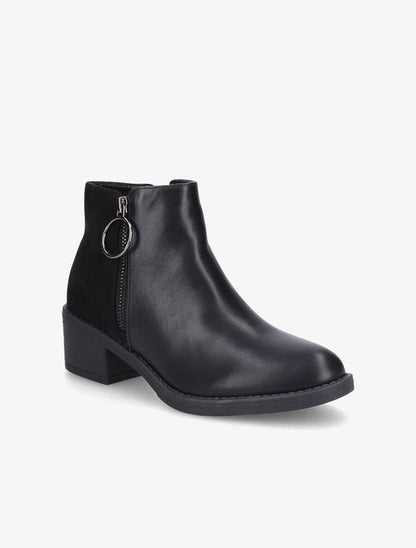 Bottines bimatière à double zips stylisés - Noir - 3