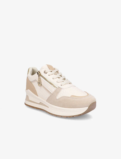 Baskets texturées à zip - Beige - 2