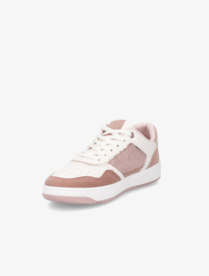 Baskets en suédine et velours côtelé - Rose - 3