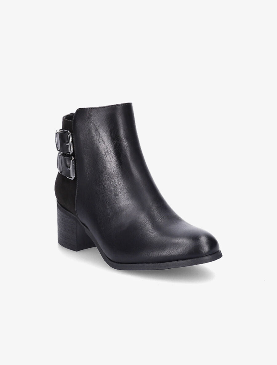 Bottines bi-matière à double boucles - Noir - 2