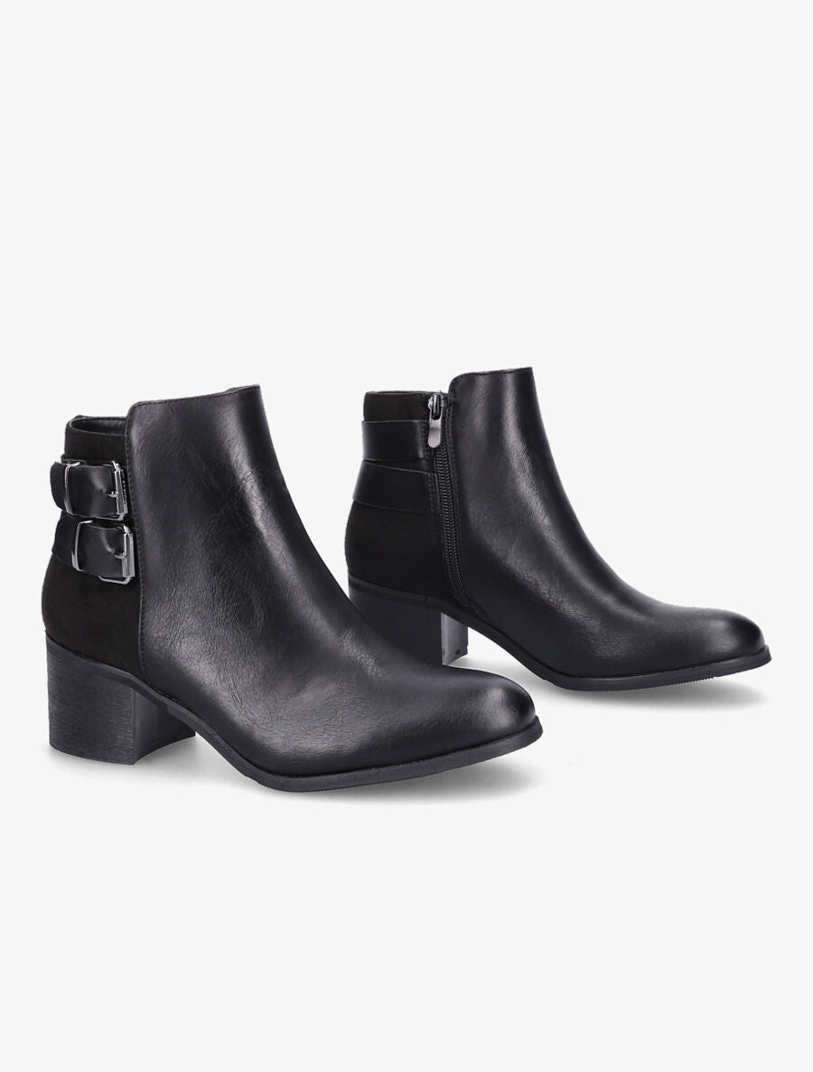 Bottines bi-matière à double boucles - Noir - 4