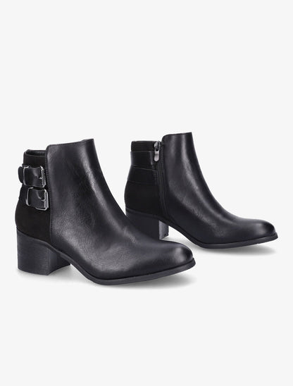Bottines bi-matière à double boucles - Noir - 4