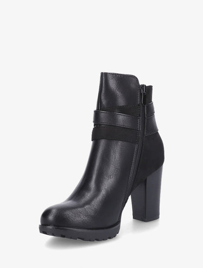 Bottines à talon et empiècement python - Noir - 3