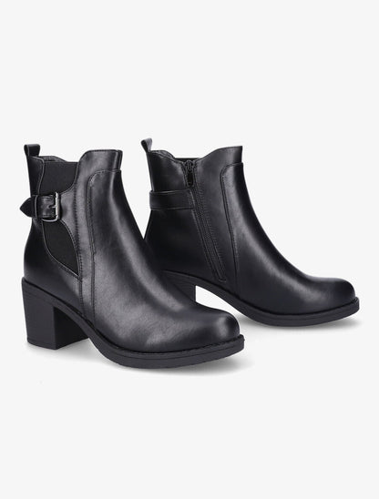 Bottines à talon et boucle - Noir - 4