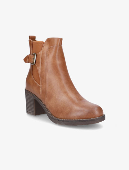 Bottines à talon et boucle - Camel - 2