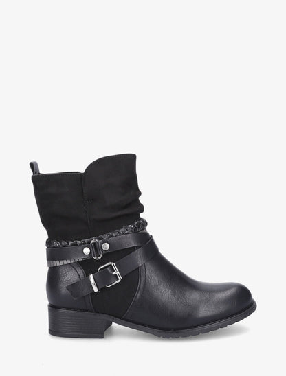 Boots montantes à sangles stylisées - Noir - 5