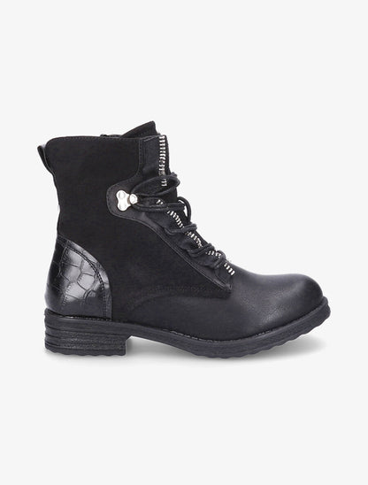 Rangers bi-matière à double lacets - Noir - 1