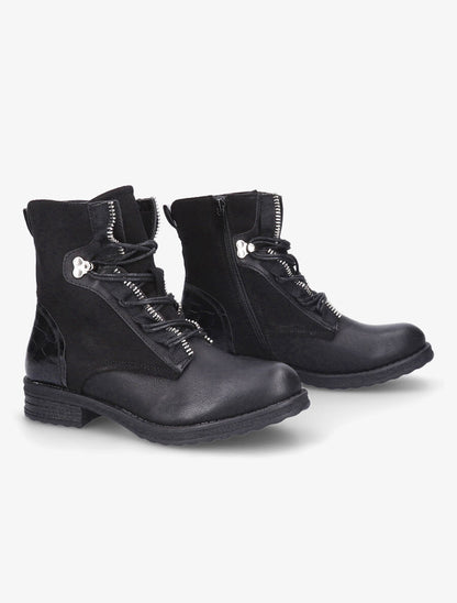 Rangers bi-matière à double lacets - Noir - 4