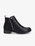 Bottines plates en simili et suédine - Noir - 1
