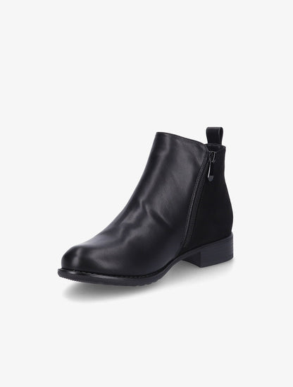 Bottines plates en simili et suédine - Noir - 3