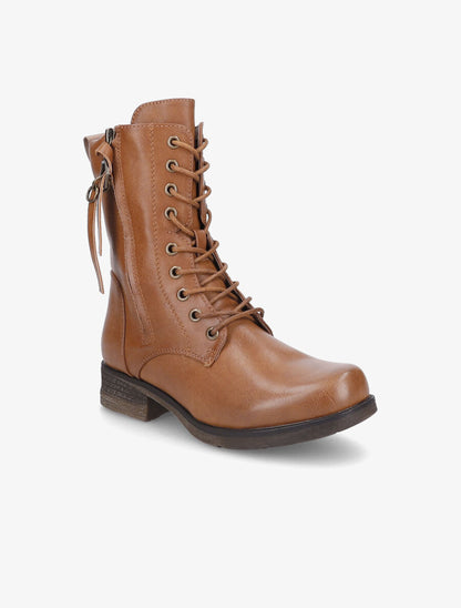 Boots montantes à lacets et zips - Camel - 2