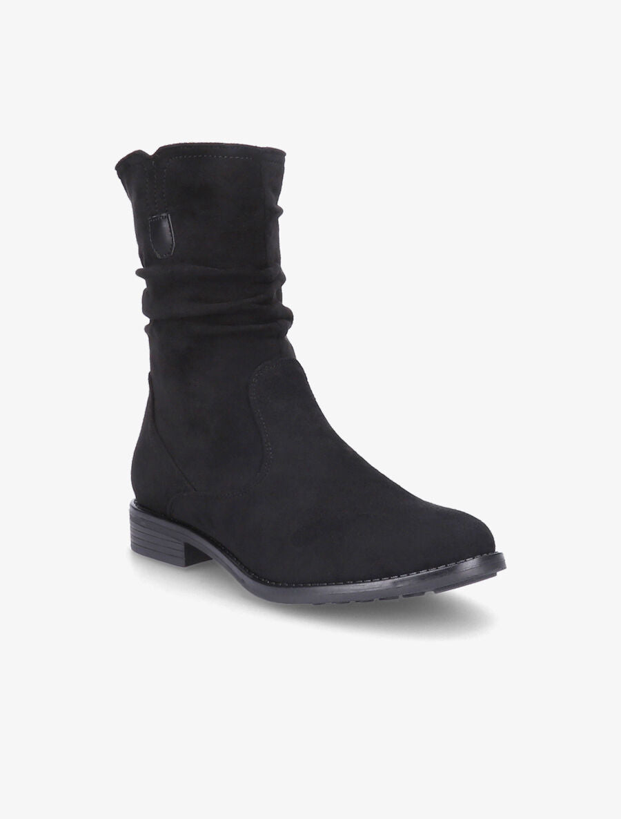 Bottines plissées en suédine - Noir - 2