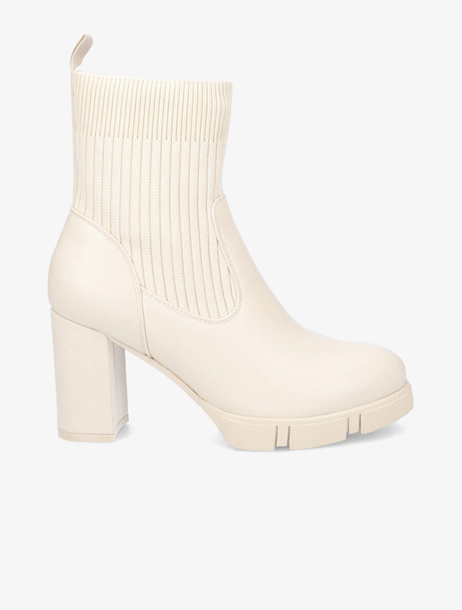 Bottines montantes à talon - Beige - 5