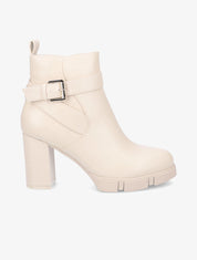 Bottines à talon et boucle - Beige - 1