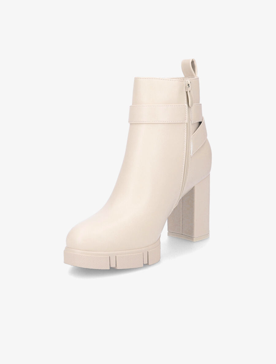 Bottines à talon et boucle - Beige - 3