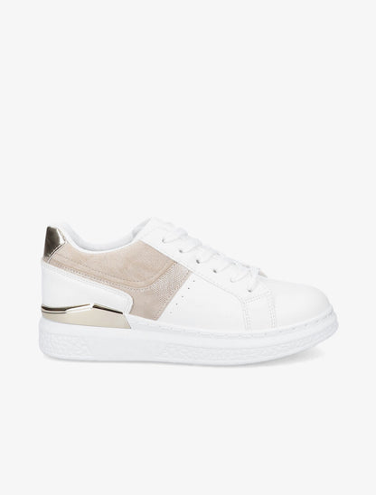 Tennis à empiècements irisés - Blanc/beige - 1