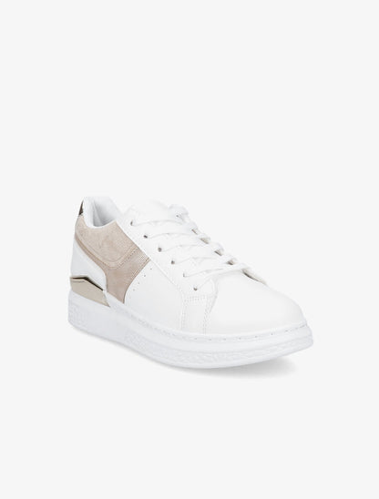 Tennis à empiècements irisés - Blanc/beige - 2
