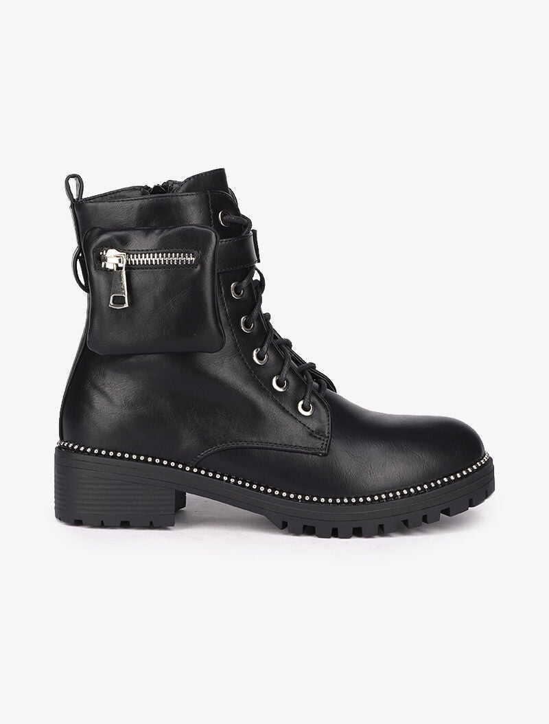 Bottines à bride et sacoche amovible - Noir - 2