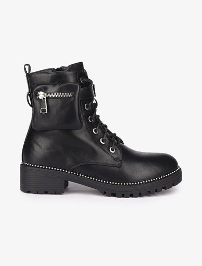 Bottines à bride et sacoche amovible - Noir - 2