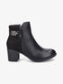 Bottines bi-matière à boucle et zip décoratif - Noir - 5