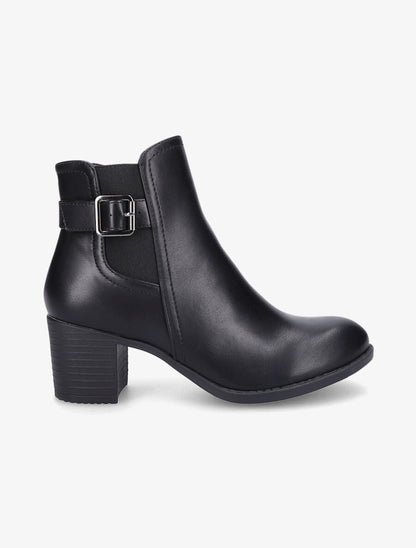 Bottines élastiquées en simili - Noir - 1