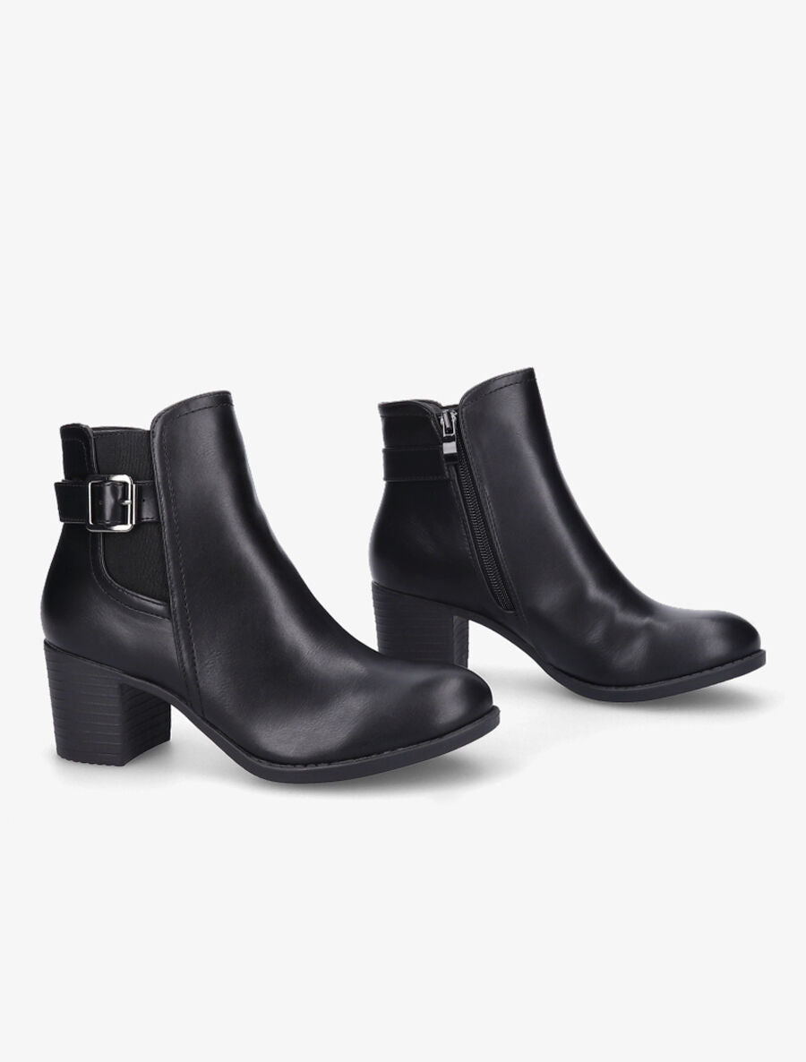 Bottines élastiquées en simili - Noir - 4