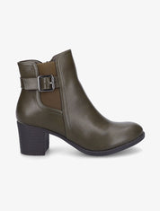 Bottines élastiquées en simili - Kaki - 5
