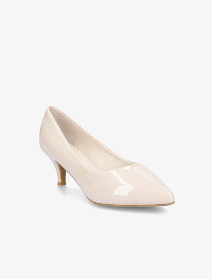 Escarpins vernis à petit talon - Beige - 2